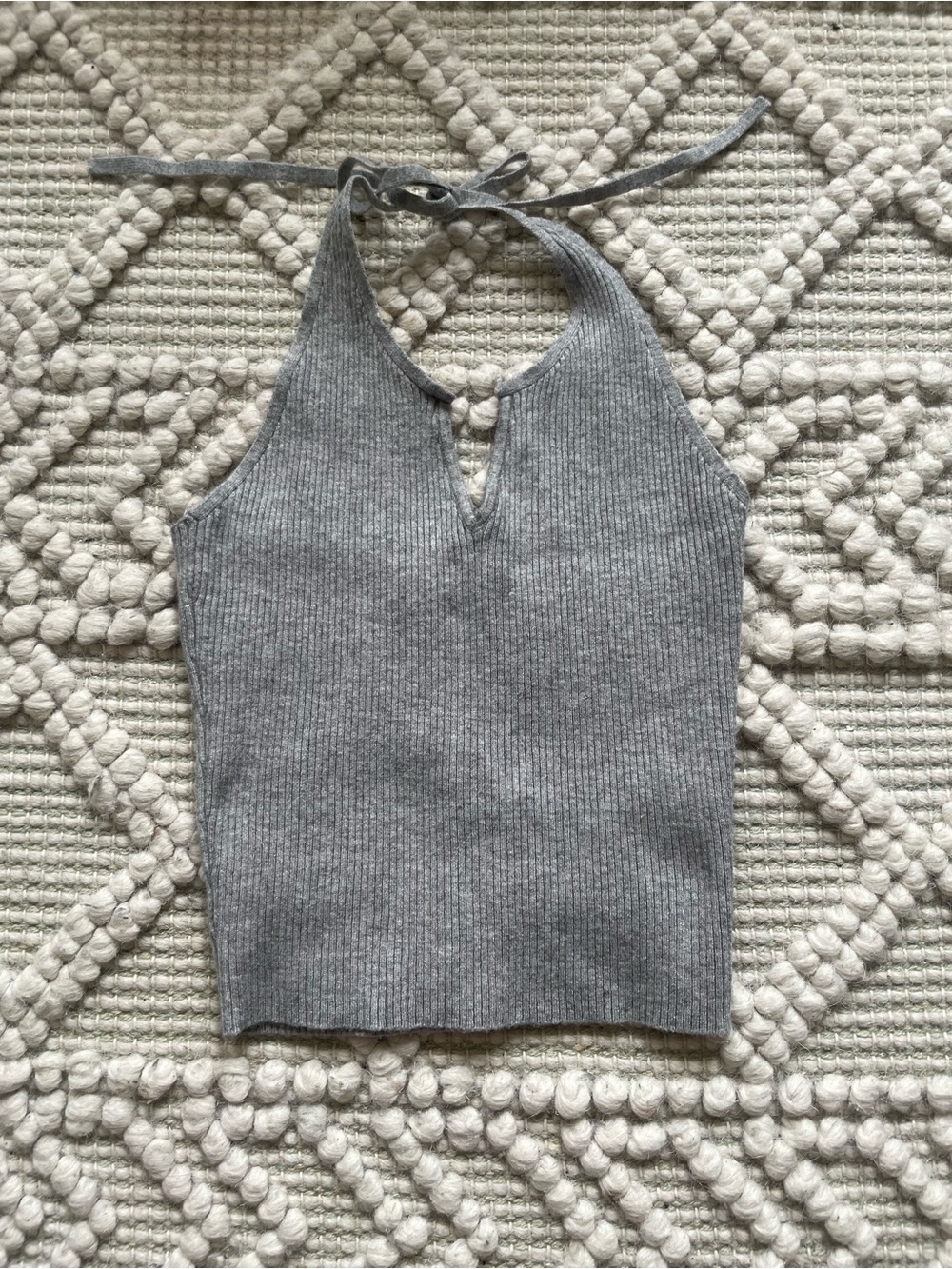 LA Hearts Ribbed Halter Crop Top XS